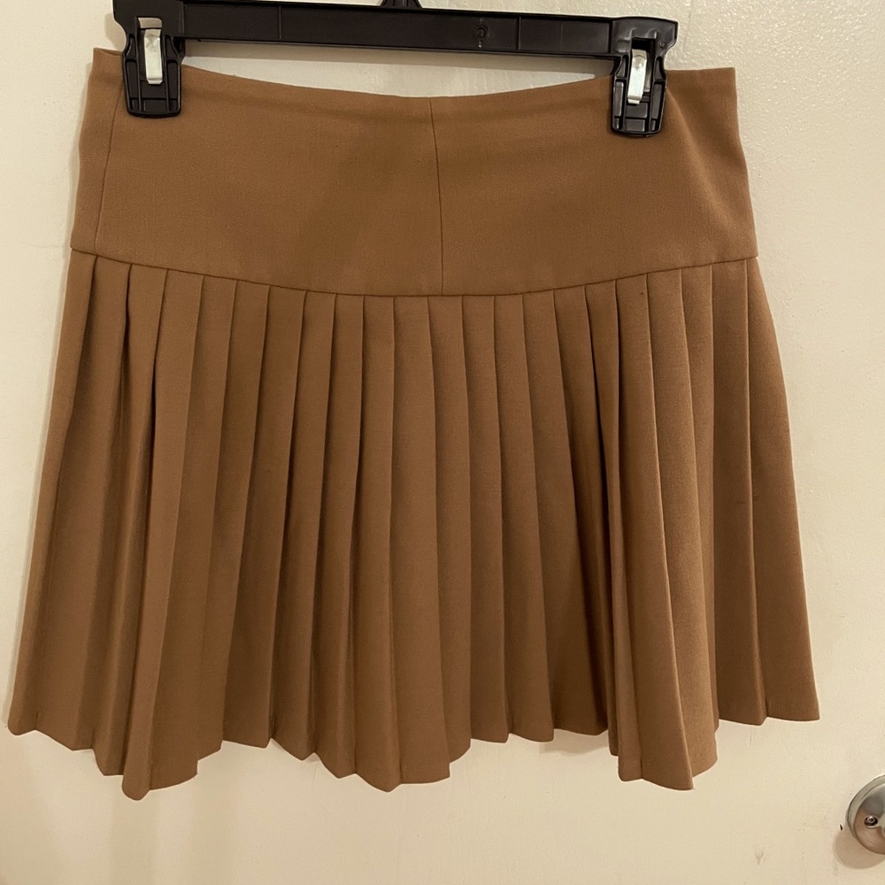 Solid Tan pleated skirt by Necessary Objects